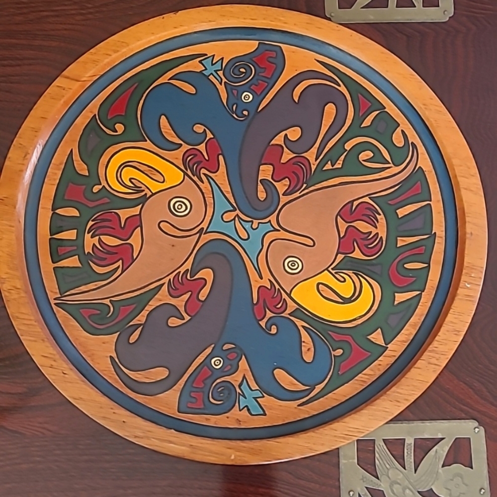 VTG Panama Cocle' Indian Culture Wood Plate, 47.1" circumference